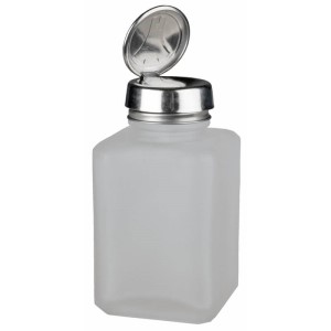 ONE-TOUCH\, SS SQUARE GLASS CLEAR FROSTED\, 6 OZ